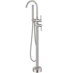 AKLFGN Brushed Nickel Freestanding Tub Filler Faucet w/Hand Shower Single Handle