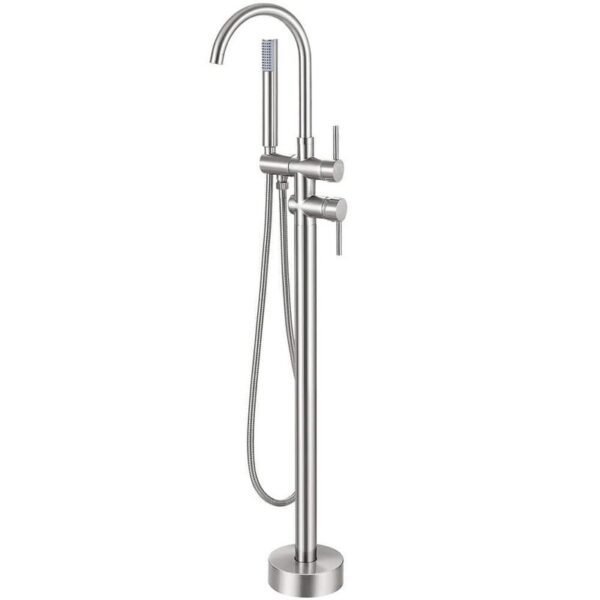 AKLFGN Brushed Nickel Freestanding Tub Filler Faucet w/Hand Shower Single Handle