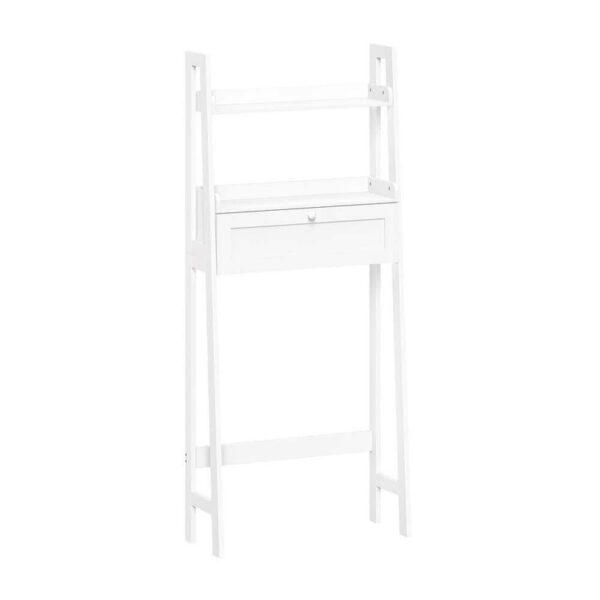 RiverRidge Amery White Over Toilet Storage Cabinet 25"x58" Shelves & Drawer