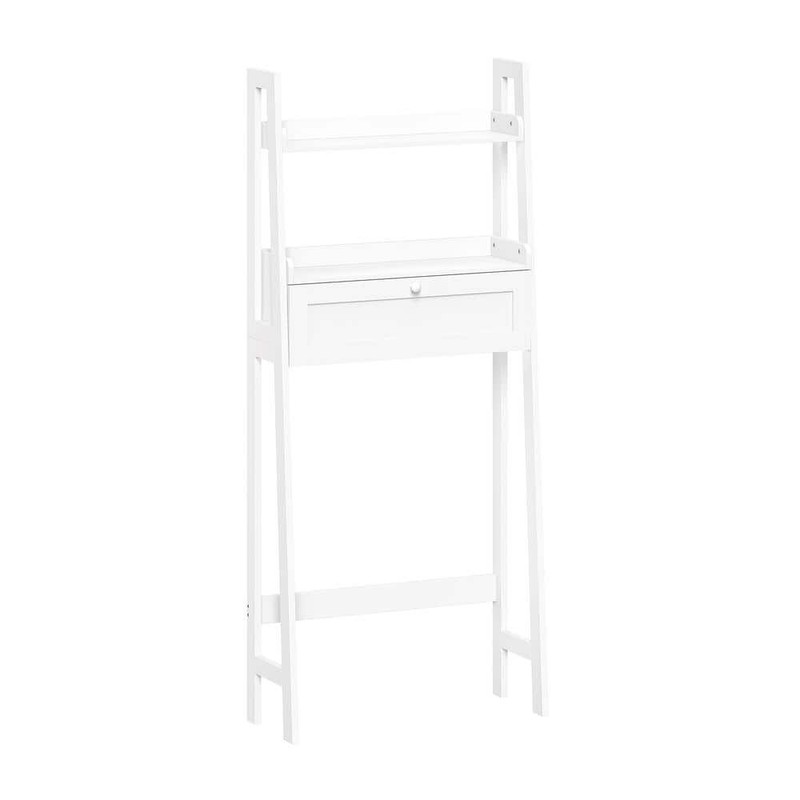 RiverRidge Amery White Over Toilet Storage Cabinet 25"x58" Shelves & Drawer