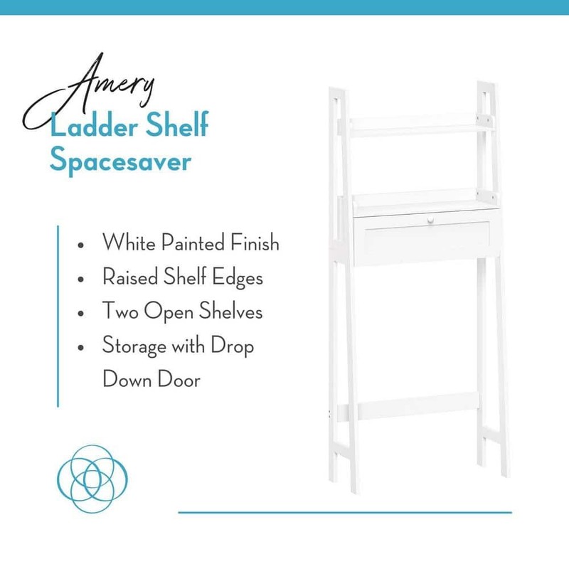 RiverRidge Amery White Over Toilet Storage Cabinet 25"x58" Shelves & Drawer - Image 4