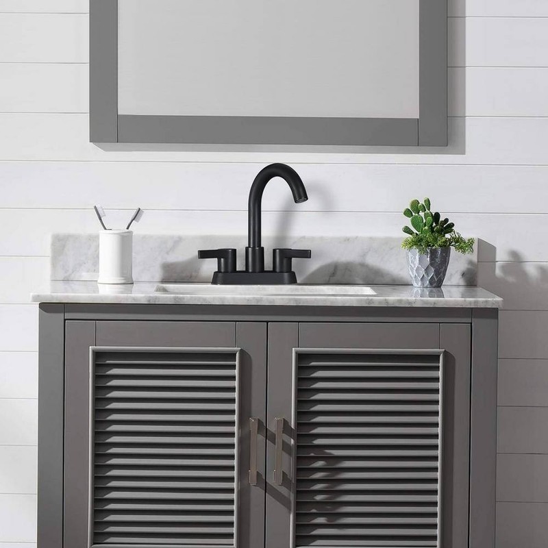 waterpar 4" Centerset Double Handle Bathroom Faucet w/Supply Hose&in Matt Black - Image 4