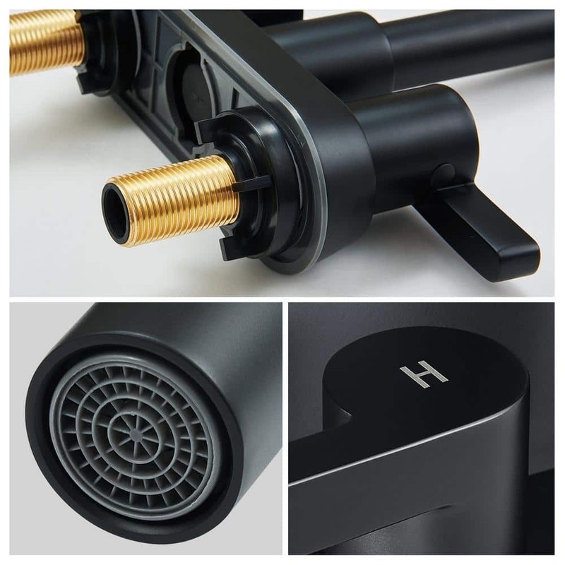 waterpar 4" Centerset Double Handle Bathroom Faucet w/Supply Hose&in Matt Black - Image 5