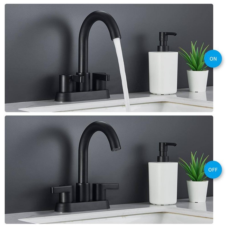 waterpar 4" Centerset Double Handle Bathroom Faucet w/Supply Hose&in Matt Black - Image 8