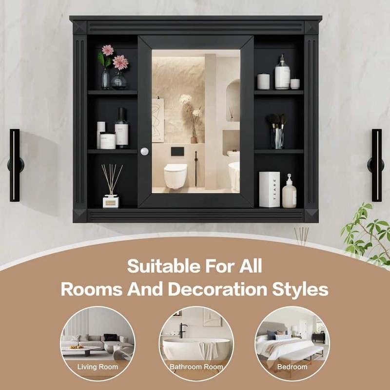Dimakai 35"x28.7" Bathroom Medicine Cabinet w/ Mirror & 5 Adjustable Shelves - Image 5