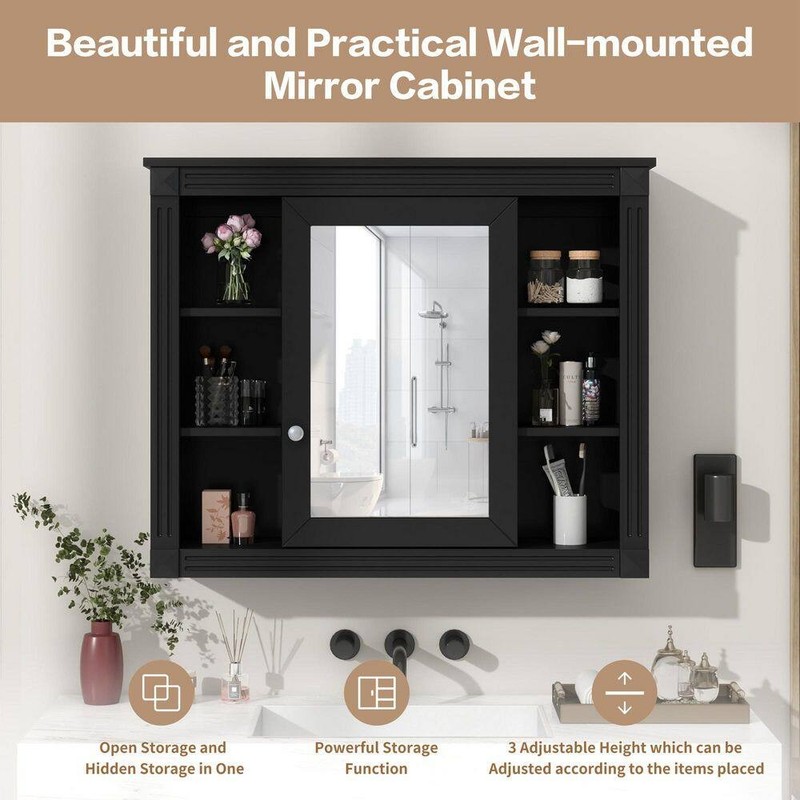 Dimakai 35"x28.7" Bathroom Medicine Cabinet w/ Mirror & 5 Adjustable Shelves - Image 7