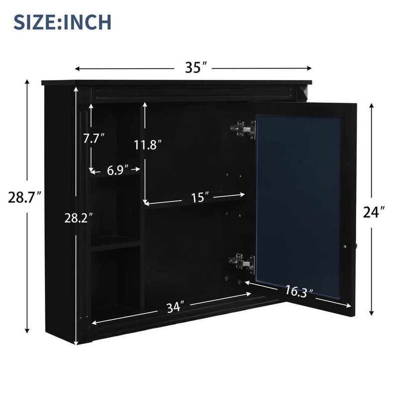 Dimakai 35"x28.7" Bathroom Medicine Cabinet w/ Mirror & 5 Adjustable Shelves - Image 10
