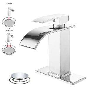 BWE Polished Chrome Waterfall Bathroom Faucet Single Handle Single Hole Sink
