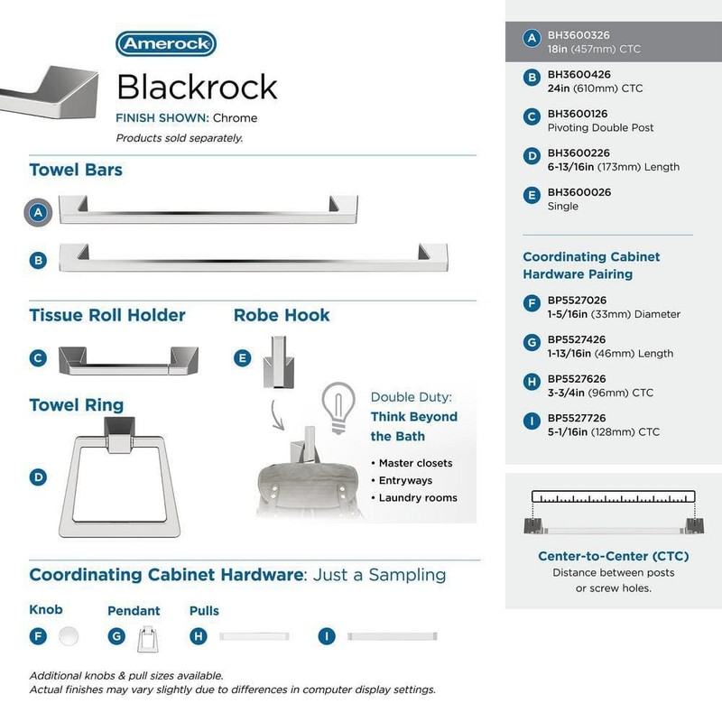 Amerock Blackrock 18 in. (457 mm) L Towel Bar in Chrome - Image 4