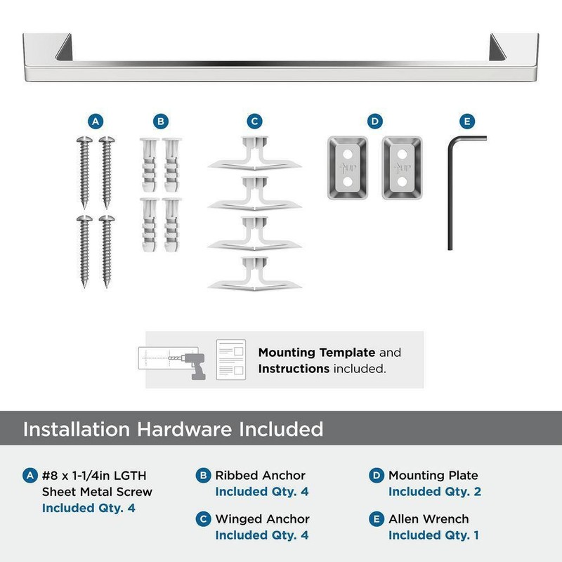 Amerock Blackrock 18 in. (457 mm) L Towel Bar in Chrome - Image 7