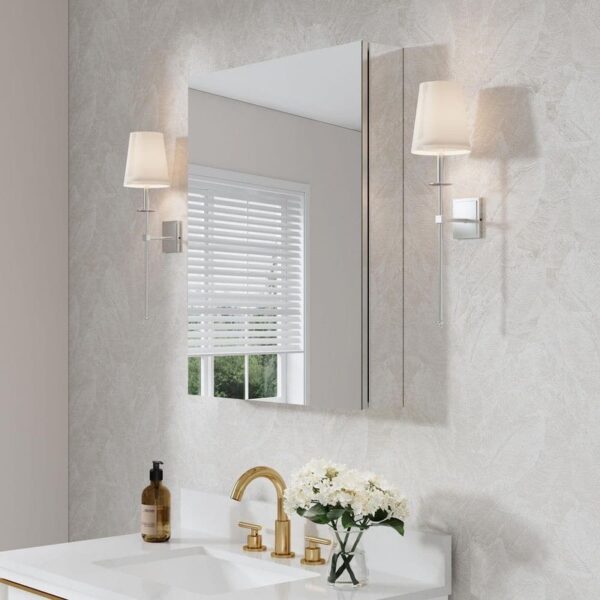 WELLFOR ROSA 24"x30" Tri-View Medicine Cabinet Mirror Aluminum Adjustable