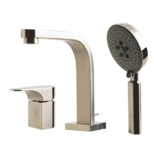 ALFI BRAND Brushed Nickel Deck Mount Tub Faucet Single Handle Modern Design