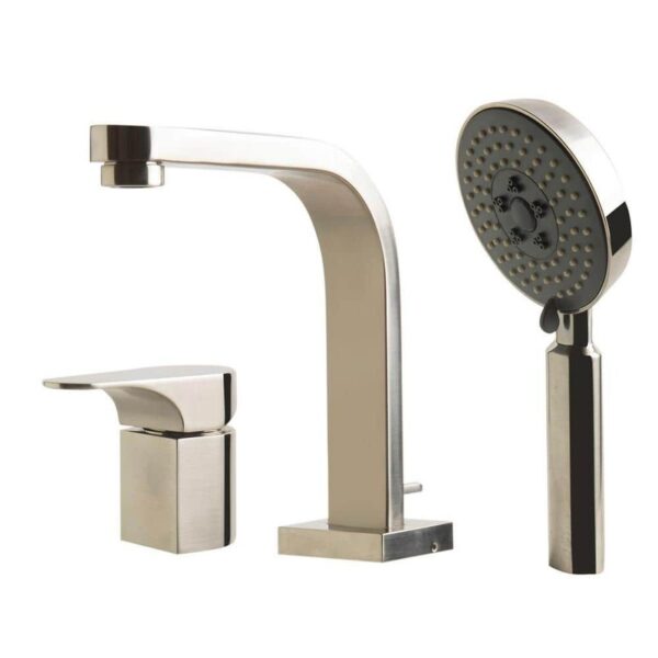 ALFI BRAND Brushed Nickel Deck Mount Tub Faucet Single Handle Modern Design