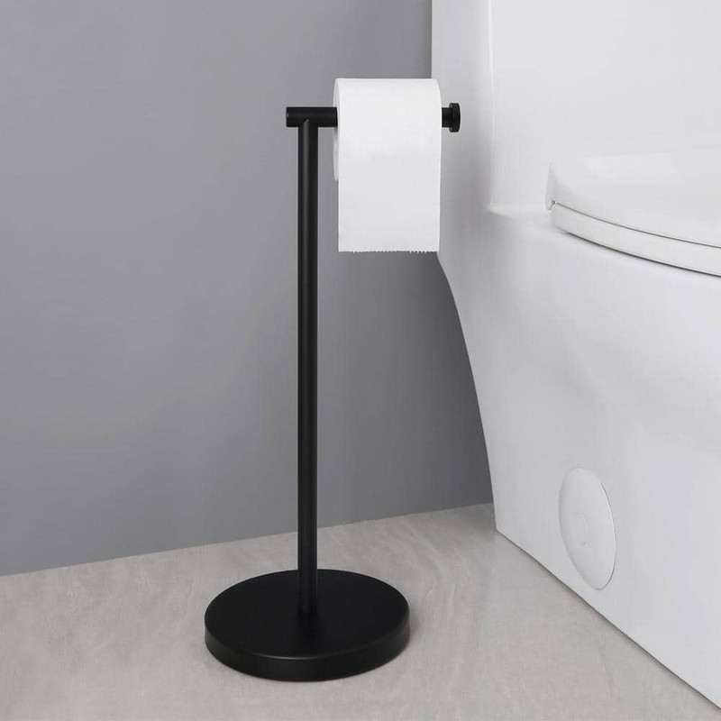 ACEHOOM Freestanding Stainless Steel Toilet Paper Holder in Matte Black - Image 2