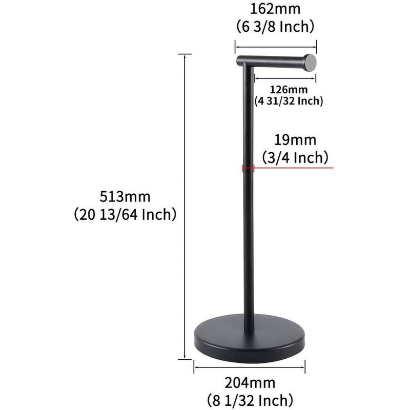 ACEHOOM Freestanding Stainless Steel Toilet Paper Holder in Matte Black - Image 4