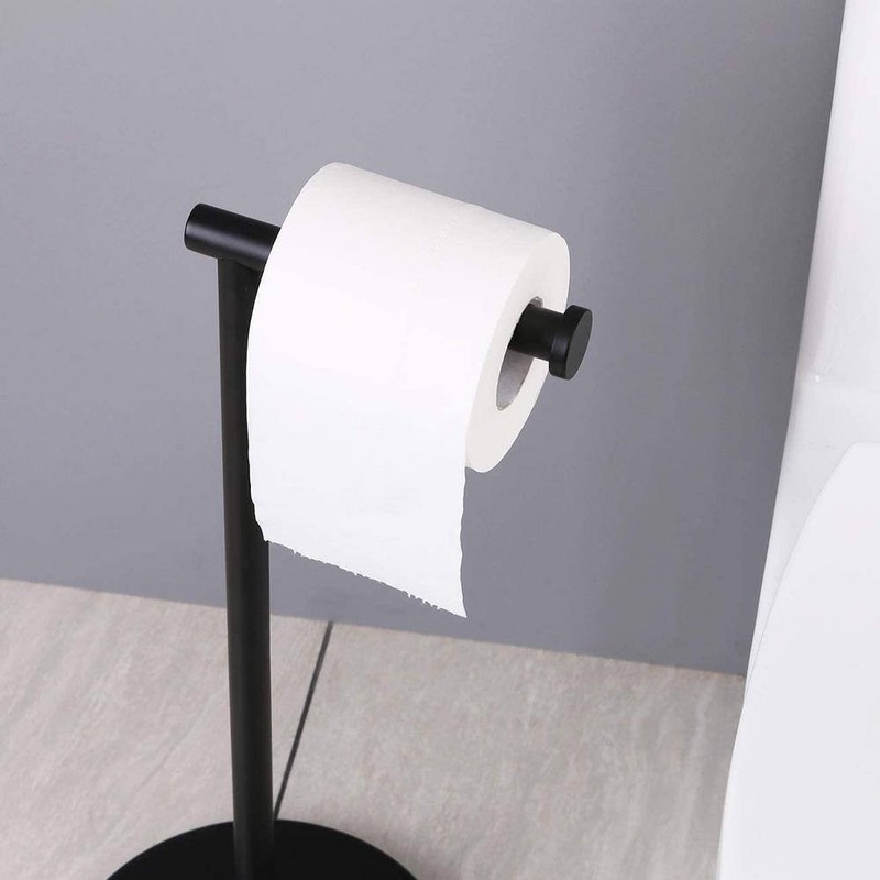 ACEHOOM Freestanding Stainless Steel Toilet Paper Holder in Matte Black - Image 5