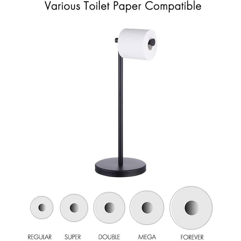 ACEHOOM Freestanding Stainless Steel Toilet Paper Holder in Matte Black - Image 7