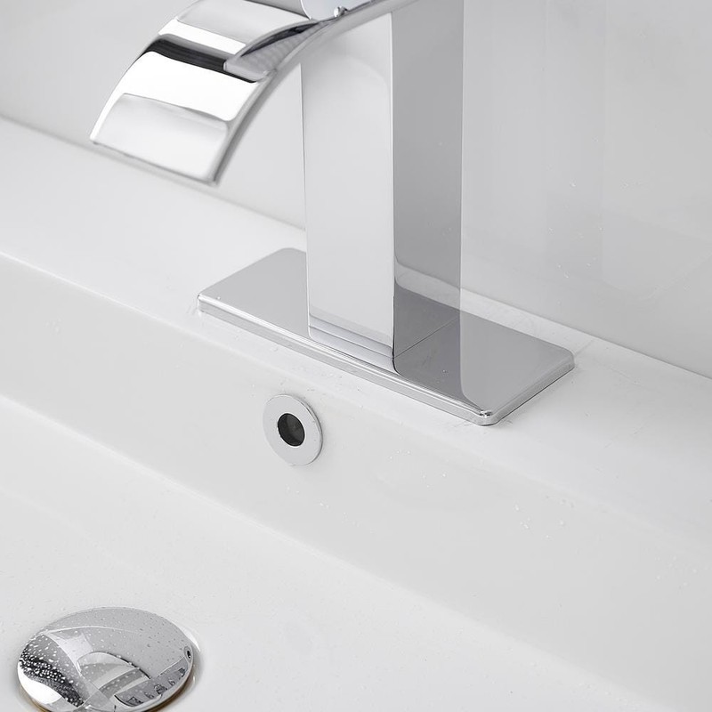 BWE Polished Chrome Waterfall Bathroom Faucet Single Handle w/ Supply Line - Image 11