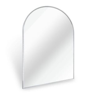 24"x36" Arched Silver Framed Wall Mirror for Bathroom or Living Room Decor