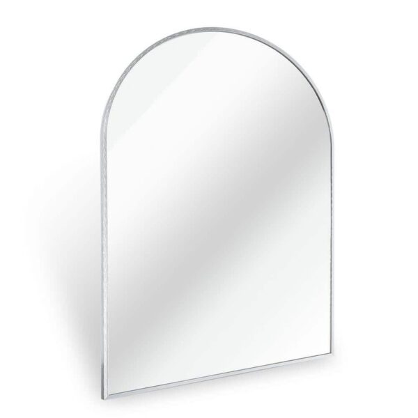 24"x36" Arched Silver Framed Wall Mirror for Bathroom or Living Room Decor