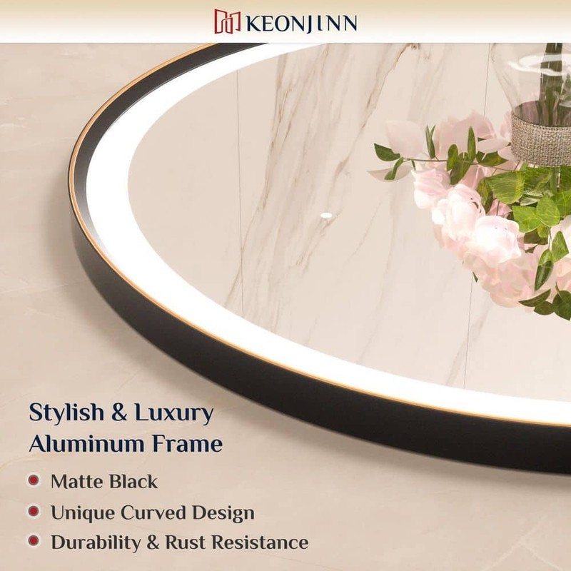 KeonJinn 24"x24" LED Bathroom Mirror 3-Color Round Wall Mount Oil Rubbed Bronze - Image 3