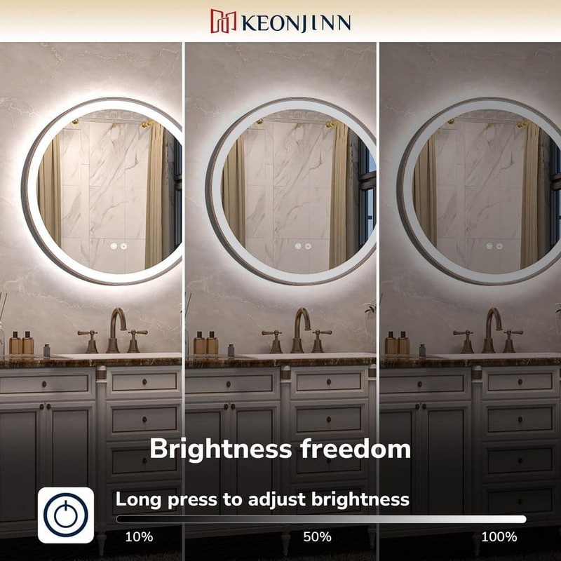 KeonJinn 24"x24" LED Bathroom Mirror 3-Color Round Wall Mount Oil Rubbed Bronze - Image 7