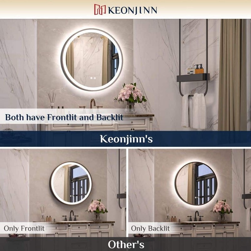 KeonJinn 24"x24" LED Bathroom Mirror 3-Color Round Wall Mount Oil Rubbed Bronze - Image 9