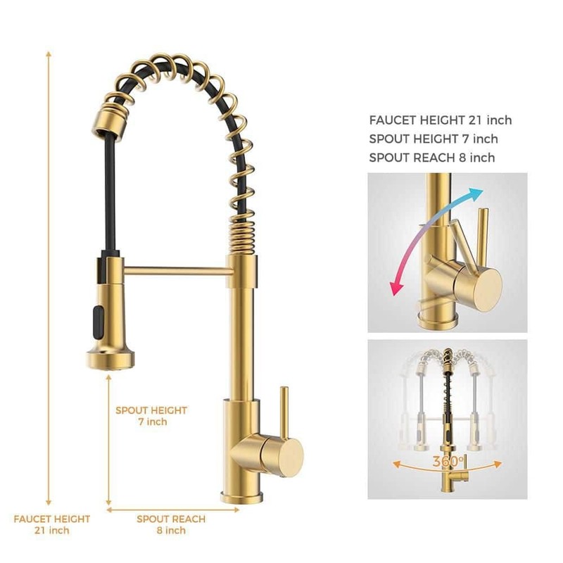 Glacier Bay 33" Gold Stainless Workstation Sink Drop-In w/ Faucet & Waterfall - Image 7