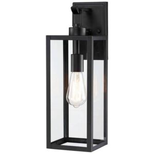 Uixe 18" Modern Black Outdoor Wall Lantern Sconce Hardwired Light Fixture