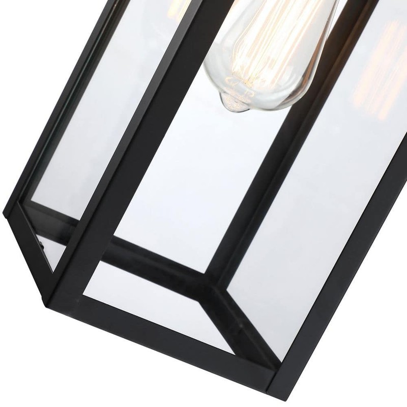 Uixe 18" Modern Black Outdoor Wall Lantern Sconce Hardwired Light Fixture - Image 3