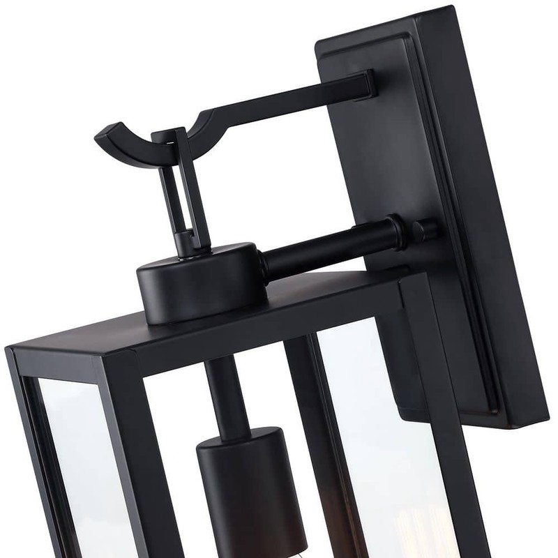 Uixe 18" Modern Black Outdoor Wall Lantern Sconce Hardwired Light Fixture - Image 4