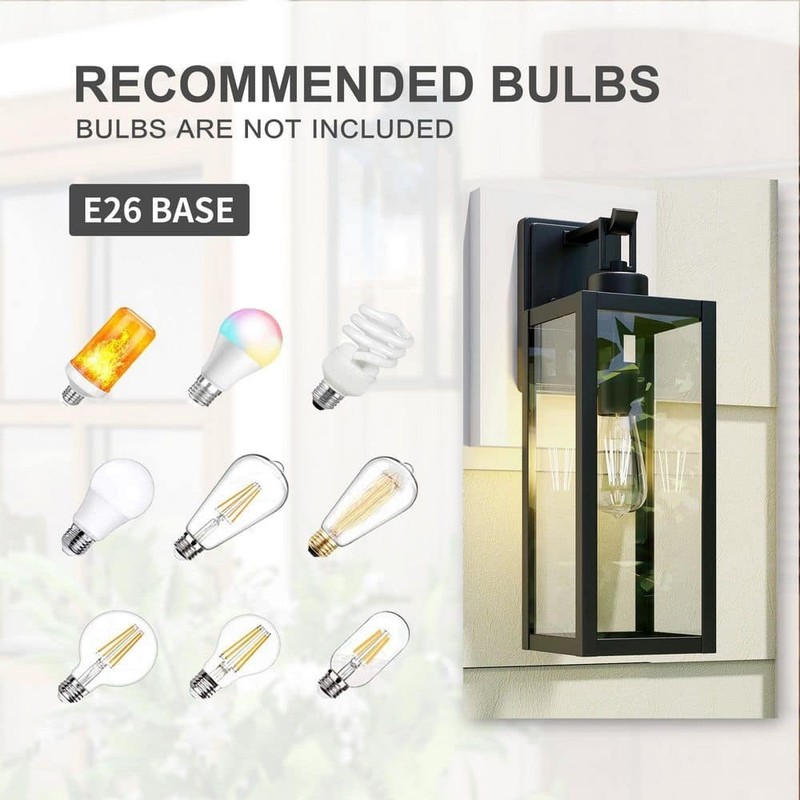 Uixe 18" Modern Black Outdoor Wall Lantern Sconce Hardwired Light Fixture - Image 7