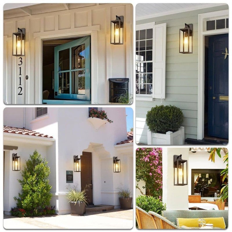 Uixe 18" Modern Black Outdoor Wall Lantern Sconce Hardwired Light Fixture - Image 10