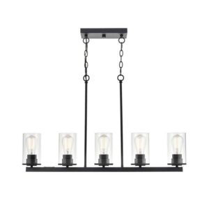 Millennium Lighting Verlana 35" 5-Light Matte Black Chandelier with Clear Glass