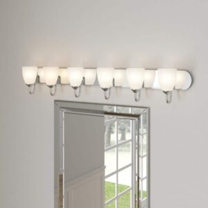 Progress Lighting Gather 48" 6-Light Polished Chrome Etched Glass Vanity Light