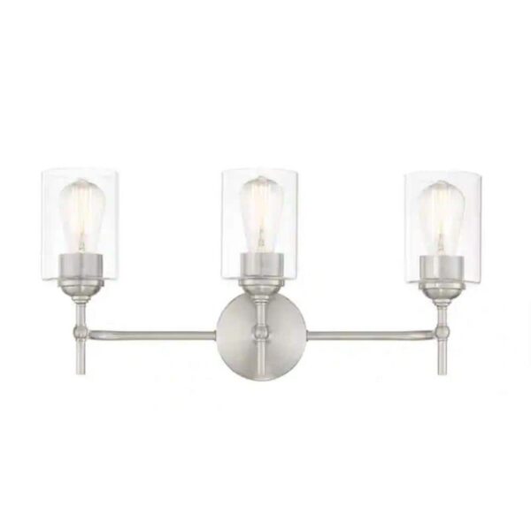 Hampton Bay Ayelen 22 in. 3-Light Brushed Nickel Modern Bathroom Vanity Light