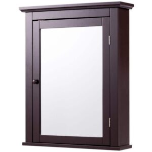 FORCLOVER 22" W x 27" H Rectangular Retro Medicine Cabinet with Mirror in Brown
