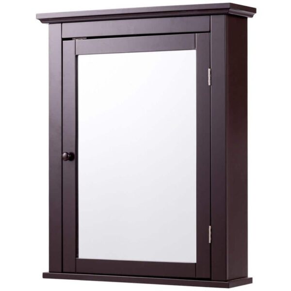 FORCLOVER 22" W x 27" H Rectangular Retro Medicine Cabinet with Mirror in Brown