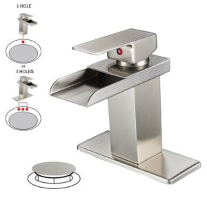 BWE Waterfall Single Hole Single Handle Bathroom Faucet w/ Pop Up Drain BN