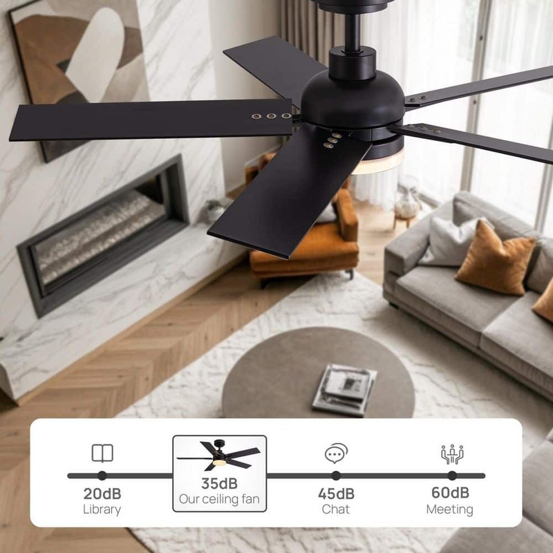 ANTOINE 44" Modern Smart Black Ceiling Fan w/ Dimmable LED Light & App Remote - Image 6