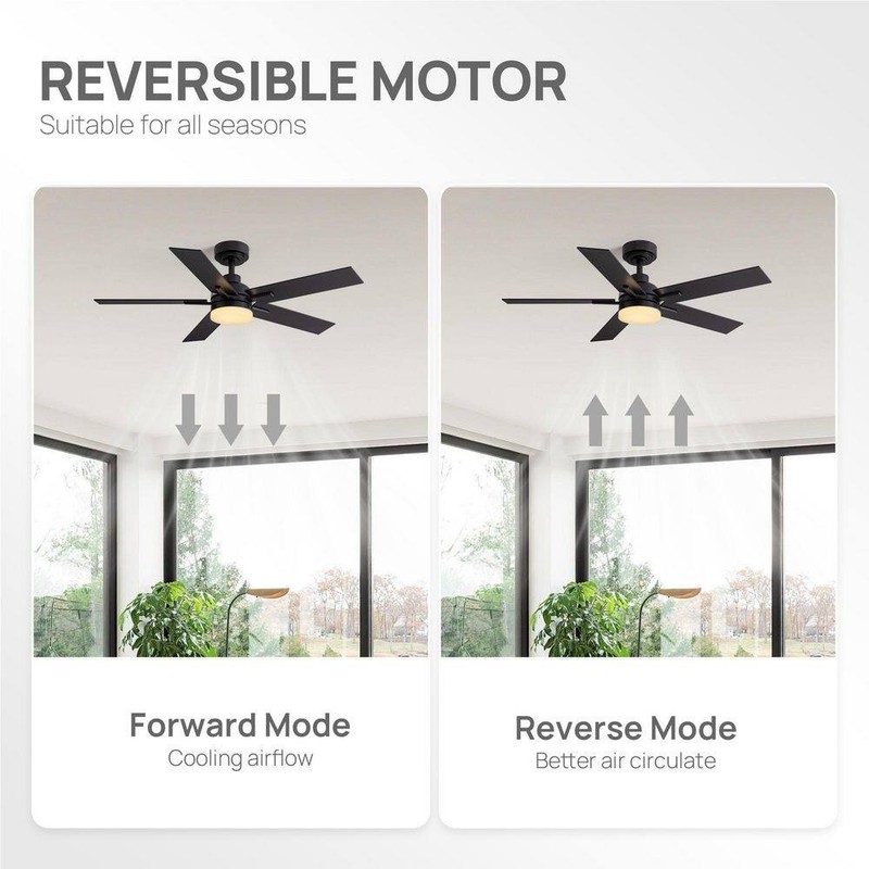 ANTOINE 44" Modern Smart Black Ceiling Fan w/ Dimmable LED Light & App Remote - Image 7