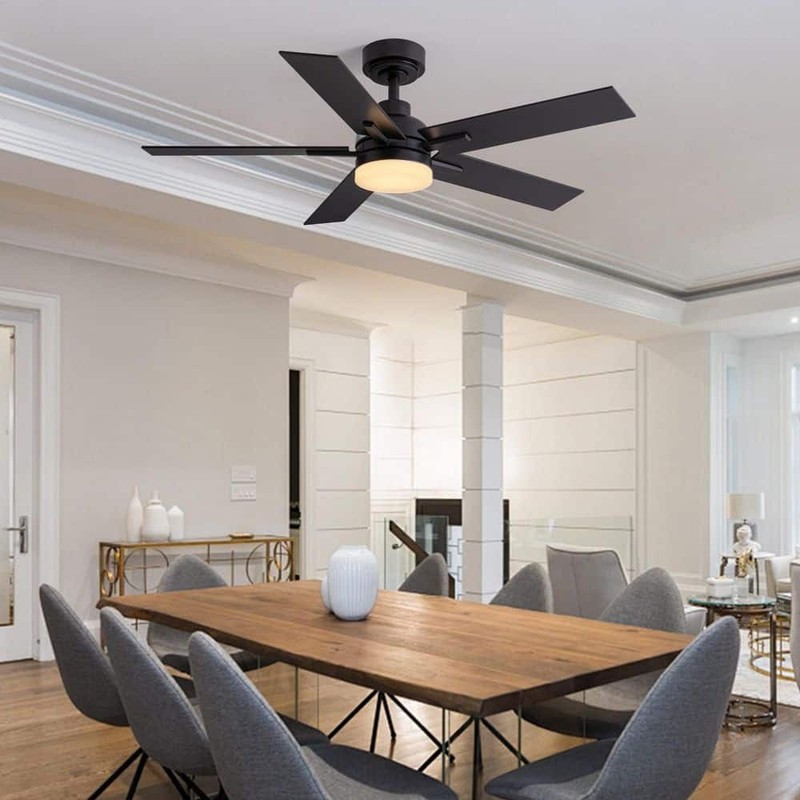 ANTOINE 44" Modern Smart Black Ceiling Fan w/ Dimmable LED Light & App Remote - Image 11