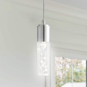 JONATHAN Y Bolha 4.75" 1-Light Bubble Acrylic Iron LED Chrome Modern Pendant