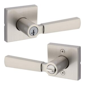 Kwikset Perth Satin Nickel Keyed Entry Door Handle Square Reversible SmartKey