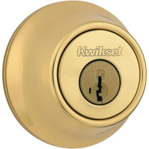 Kwikset 660 Polished Brass Single Cylinder Deadbolt SmartKey w/ Microban