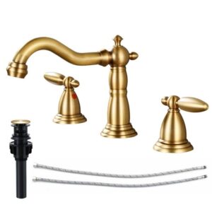 AKLFGN 8 in. Widespread Bathroom Faucet Double Handle Antique Brass 3-Hole