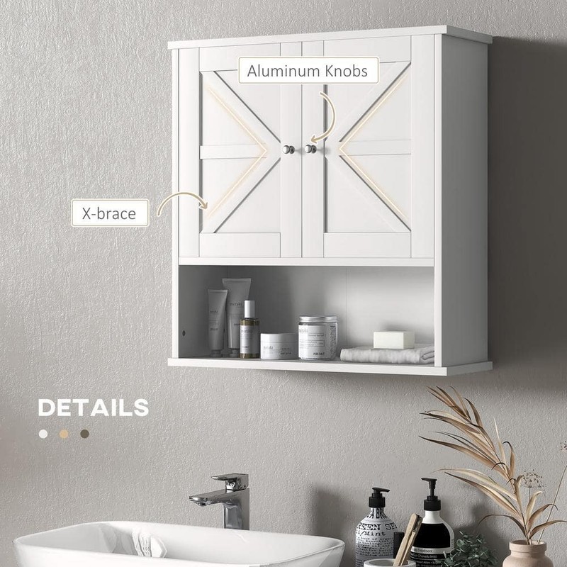 Tileon 23x24 in. Farmhouse White Surface Mount Medicine Cabinet w/ Shelf - Image 3