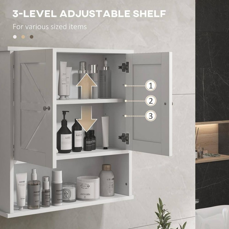 Tileon 23x24 in. Farmhouse White Surface Mount Medicine Cabinet w/ Shelf - Image 5