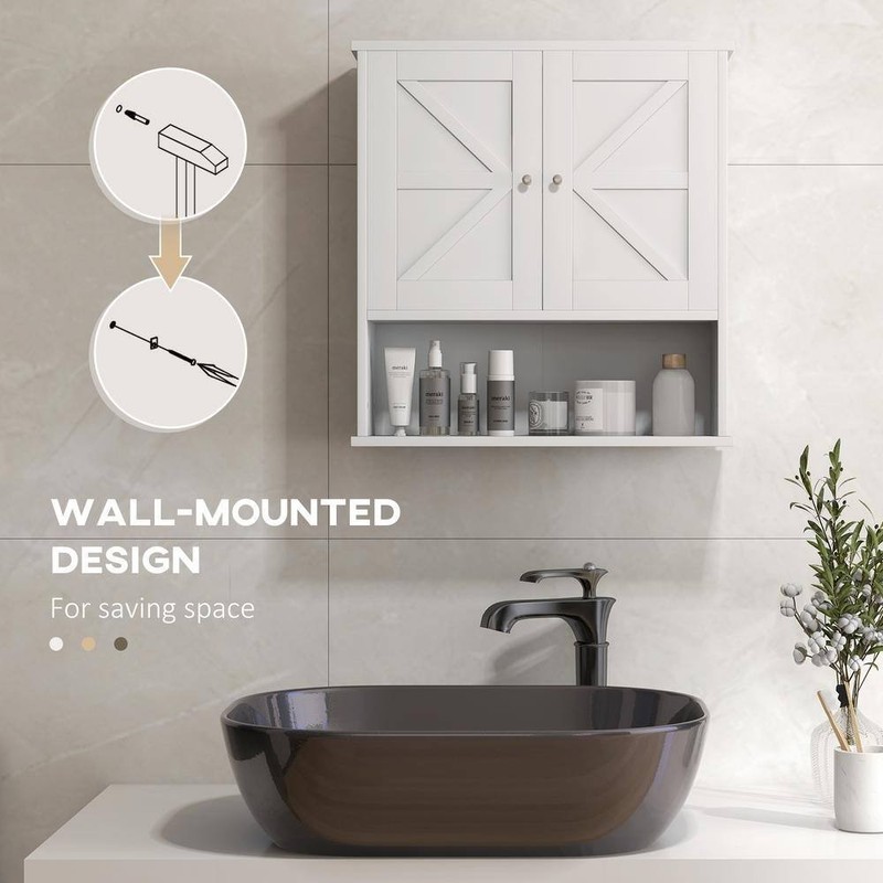 Tileon 23x24 in. Farmhouse White Surface Mount Medicine Cabinet w/ Shelf - Image 6