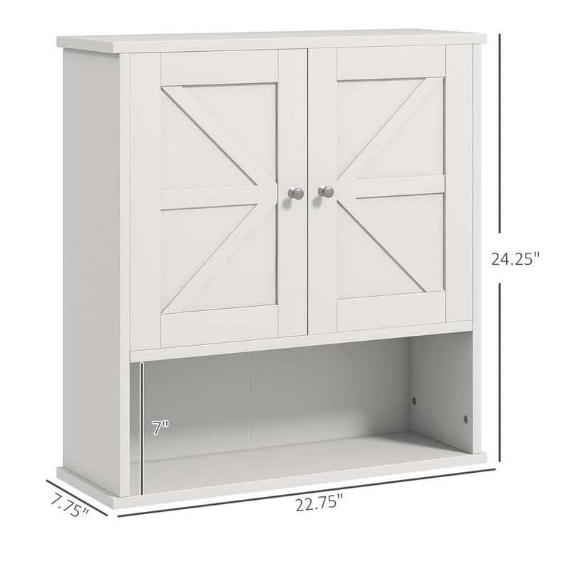 Tileon 23x24 in. Farmhouse White Surface Mount Medicine Cabinet w/ Shelf - Image 7
